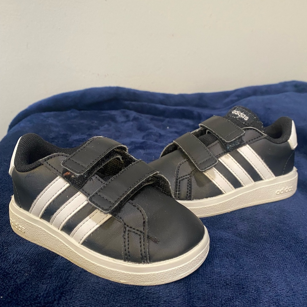 Adidas Baby Black and White Velcro Sneakers